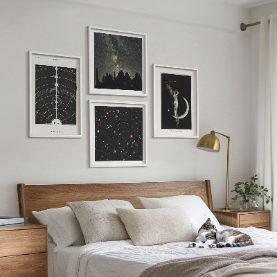 4 paveikslų rinkinys su rėmais Saulės sistemos galaktika