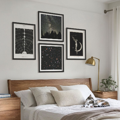 4 paveikslų rinkinys su rėmais Saulės sistemos galaktika