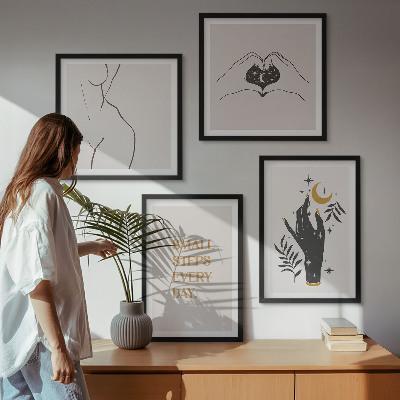Paveikslų kompozicija ant sienos Minimalistinės boho iliustracijos