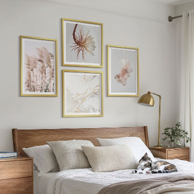 Daugiadalis paveikslas su rėmu Elegantiškas žolės gėlių marmuras