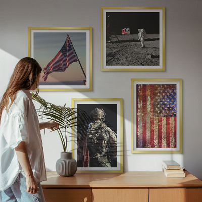 Paveikslų kompozicija ant sienos Amerikos simboliai JAV vėliava