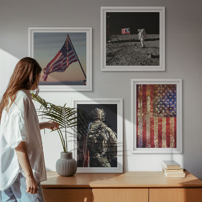 Paveikslų kompozicija ant sienos Amerikos simboliai JAV vėliava