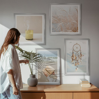 Daugiadalis paveikslas su rėmu Vasaros peizažai boho stiliumi
