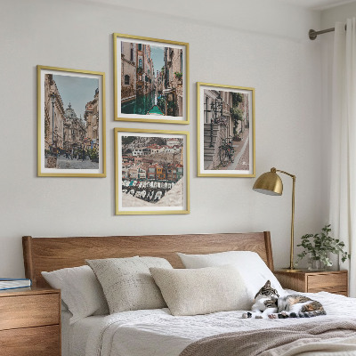 4 paveikslų rinkinys su rėmais Žavingos uostamiesčių gatvės