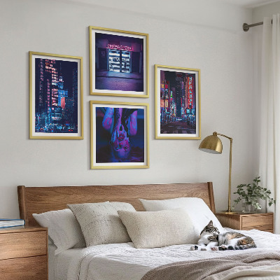 Daugiadalis paveikslas su rėmu Naktinis miestas su neoninėmis šviesomis