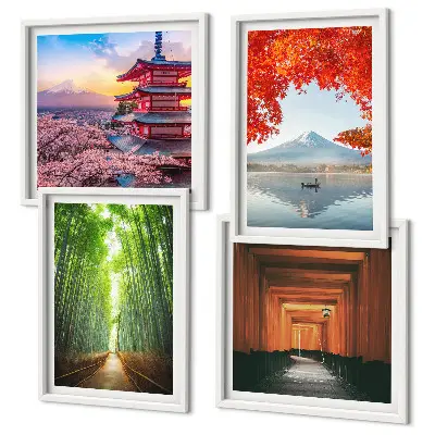 Daugiadalis paveikslas su rėmu Fudžio torii bambukų miške Japonijoje