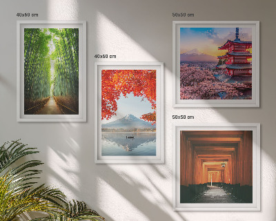 Daugiadalis paveikslas su rėmu Fudžio torii bambuko miškas Japonijoje