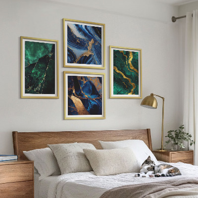 4 paveikslų rinkinys su rėmais Elegantiški akmenų raštai