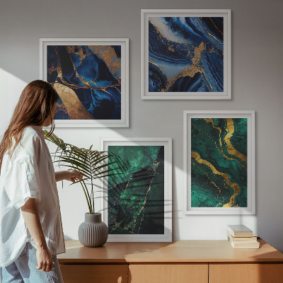 4 paveikslų rinkinys su rėmais Elegantiški akmenų raštai