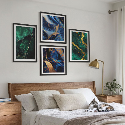 4 paveikslų rinkinys su rėmais Elegantiški akmenų raštai