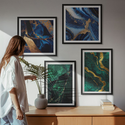4 paveikslų rinkinys su rėmais Elegantiški akmenų raštai