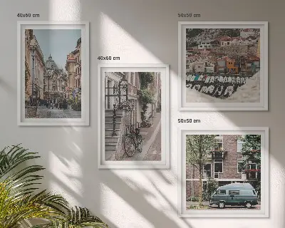 Daugiadalis paveikslas su rėmu miesto pastatų vaizdai