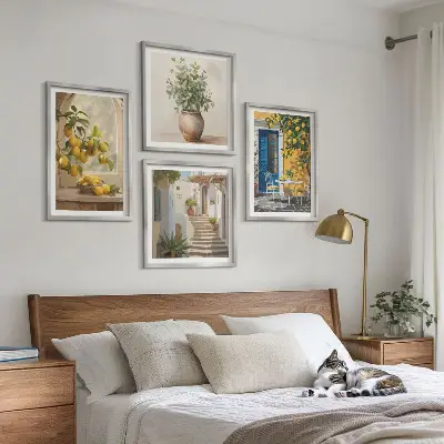 4 paveikslų rinkinys su rėmais „Lemons miesto architektūra“