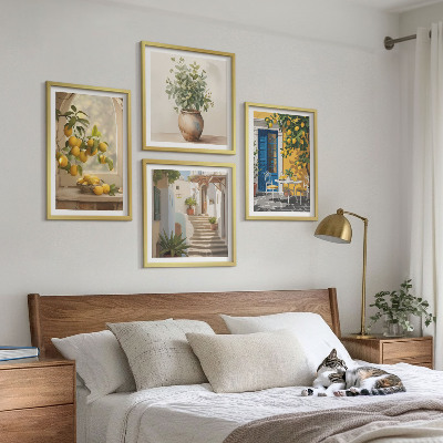 4 paveikslų rinkinys su rėmais Lemons miesto architektūra