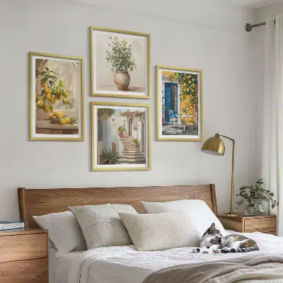 4 paveikslų rinkinys su rėmais „Lemons miesto architektūra“