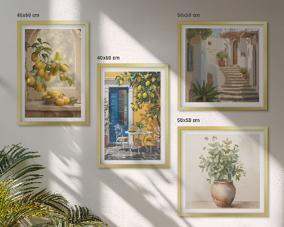 4 paveikslų rinkinys su rėmais Lemons miesto architektūra