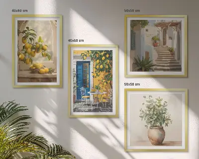 4 paveikslų rinkinys su rėmais „Lemons miesto architektūra“