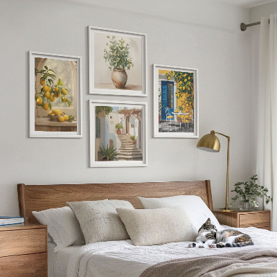 4 paveikslų rinkinys su rėmais Lemons miesto architektūra