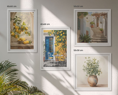4 paveikslų rinkinys su rėmais Lemons miesto architektūra