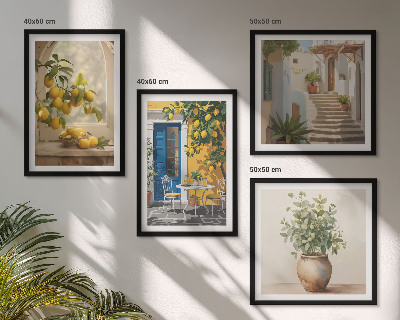 4 paveikslų rinkinys su rėmais Lemons miesto architektūra
