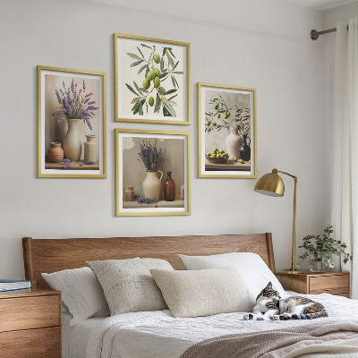 4 paveikslų rinkinys su rėmais Gėlės vazų dekoracijose