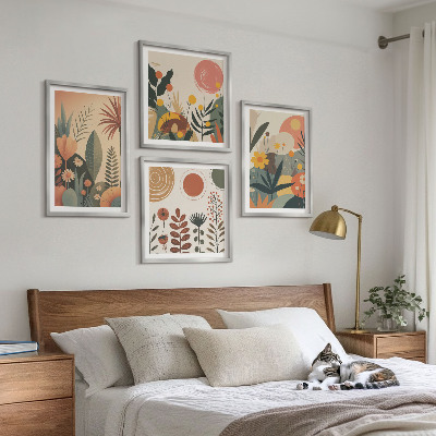Daugiadalis paveikslas su rėmu Boho augalų šilti raštai