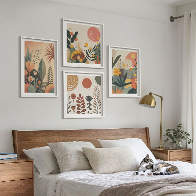 Daugiadalis paveikslas su rėmu Boho augalų šilti raštai