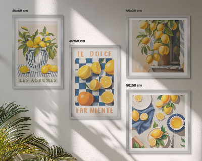 Daugiadalis paveikslas su rėmu Retro geltoni citrusiniai vaisiai