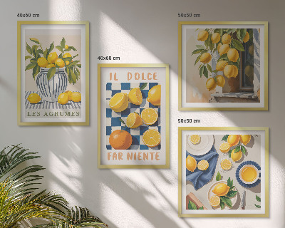 Daugiadalis paveikslas su rėmu Retro geltoni citrusiniai vaisiai
