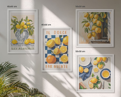 Daugiadalis paveikslas su rėmu Retro geltoni citrusiniai vaisiai