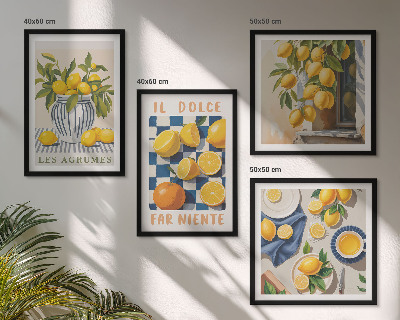 Daugiadalis paveikslas su rėmu Retro geltoni citrusiniai vaisiai