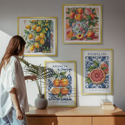 Paveikslų kompozicija ant sienos Itališki citrusinių vaisių mados plakatai