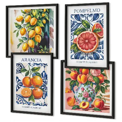 Paveikslų kompozicija ant sienos itališkų citrusinių vaisių mados plakatai
