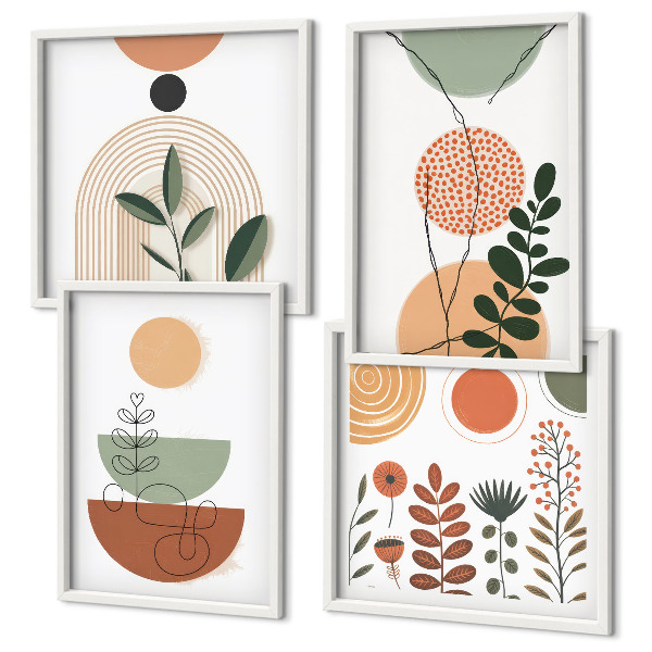 Daugiadalis paveikslas su rėmu Abstrakčios augalų formos