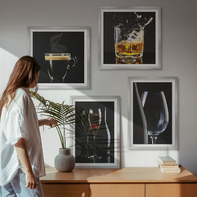 Paveikslų kompozicija ant sienos Viskis, vynas, šampanas, kava, alkoholis