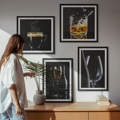 Paveikslų kompozicija ant sienos Viskis, vynas, šampanas, kava, alkoholis