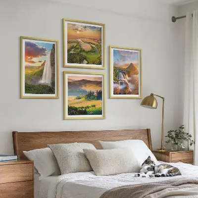 Italijos saulėlydžio vaizdai 4 paveikslų rinkinys su rėmais