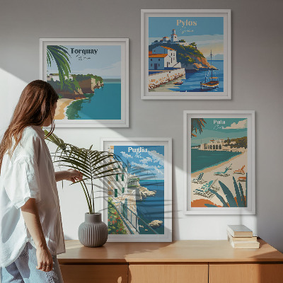 Daugiadalis paveikslas su rėmu Turistiniai pajūrio peizažai