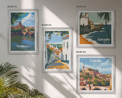 Daugiadalis paveikslas su rėmu Retro miesto grafika
