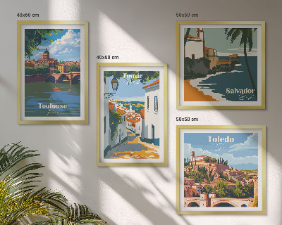 Daugiadalis paveikslas su rėmu Retro miesto grafika