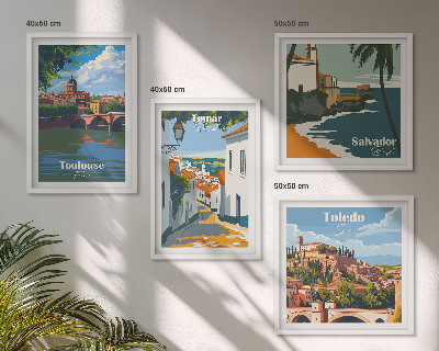 Daugiadalis paveikslas su rėmu Retro miesto grafika