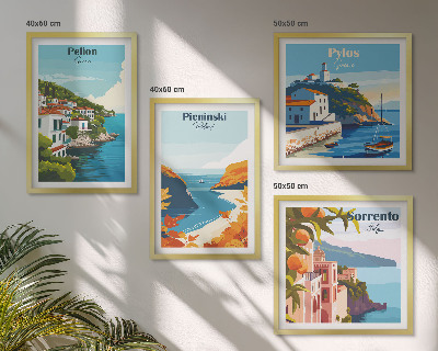 Paveikslų kompozicija ant sienos Retro peizažai vaizdingu stiliumi