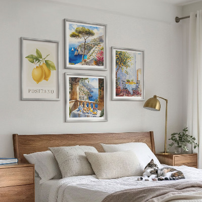 Paveikslų kompozicija ant sienos Positano citrininės architektūros vaizdai