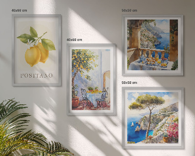 Paveikslų kompozicija ant sienos Positano citrininės architektūros vaizdai