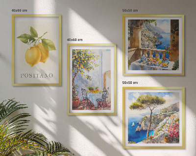 Paveikslų kompozicija ant sienos Positano citrininės architektūros vaizdai