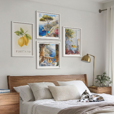 Paveikslų kompozicija ant sienos Positano citrininės architektūros vaizdai
