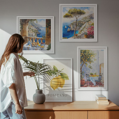 Paveikslų kompozicija ant sienos Positano citrininės architektūros vaizdai