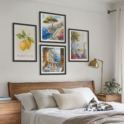 Paveikslų kompozicija ant sienos Positano citrininės architektūros vaizdai