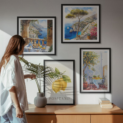 Paveikslų kompozicija ant sienos Positano citrininės architektūros vaizdai