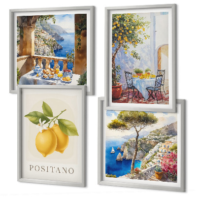 Paveikslų kompozicija ant sienos Positano citrininės architektūros vaizdai